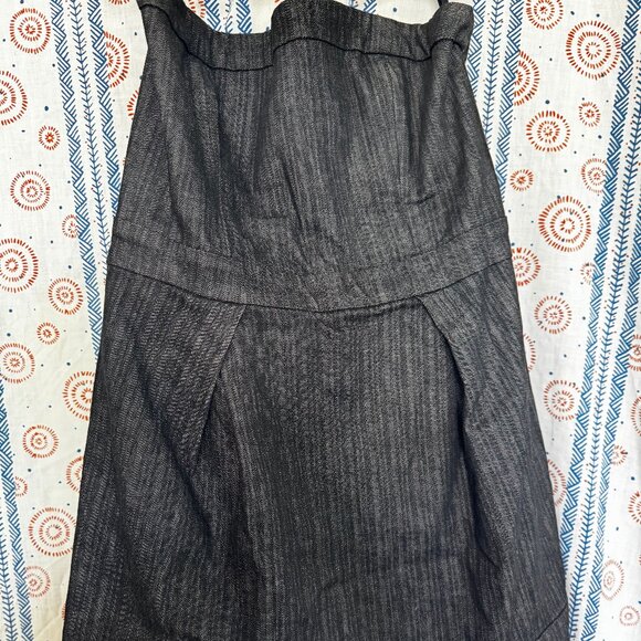 French Connection Black Denim Strapless Dress — With Pockets! (Size 12) - Picture 2 of 3
